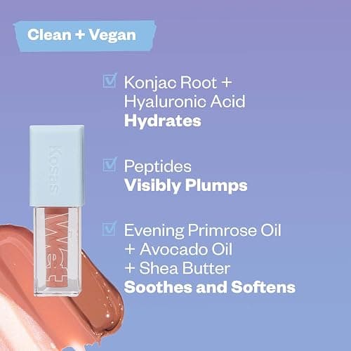 Kosas Wet Lip Oil Gloss - Hydrating Lip Plumping Treatment with Hyaluronic Acid & Peptides, Non-Sticky Finish (Unbuttoned) thumbnail 6