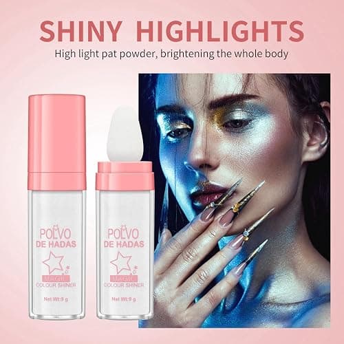 Polvo De Hadas Fairy Dust Highlight Patting Powder - Full Body Contouring and Clavicle Pearlescent Patting Powder for Face and Eye, Christmas Sparkling Body Glitter (#02 Fairy Pink) thumbnail 8