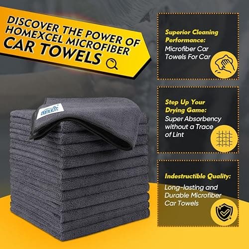 HOMEXCEL Microfiber Cleaning Cloth 12 Pack, 12.5 x 12.5 inch Microfiber Towels for Cars, Ultra Absorbent Washing Cloth, Lint Free Streak Free Cleaning Rags for Car, Kitchen, and Window (Grey) thumbnail 3