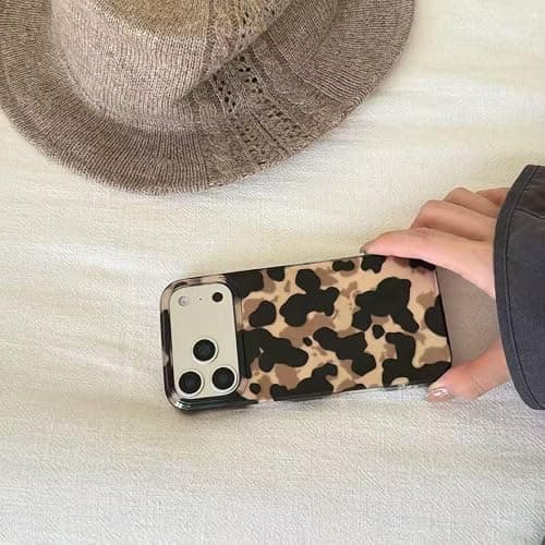 Reownest Kompatibel mit iPhone 15 Hülle, Niedliches Schwarz Gold Gepard Leopard Muster Design, Weiche TPU Stoßfeste Schutzhülle Bumper Ästhetische Handyhülle – Schwarz thumbnail 8