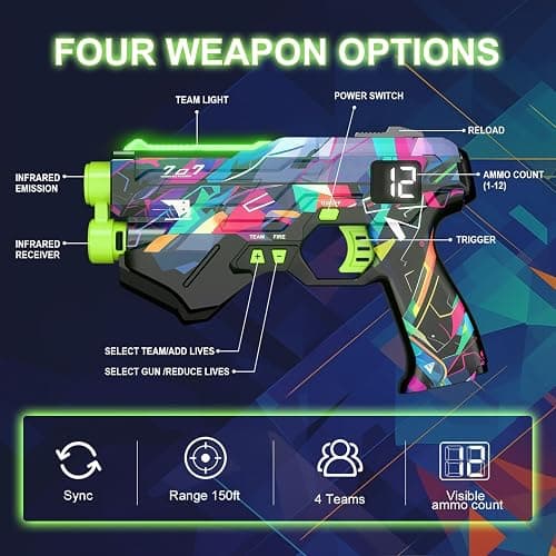 Laser Tag Guns Set of 4, Lazer Tag Game for Kids, Teens & Adults,Fun Outdoor Teenage Game & Activities, Gift for Teenage Ages 8 9 10 11 12+Year Old Boy & Girls thumbnail 4