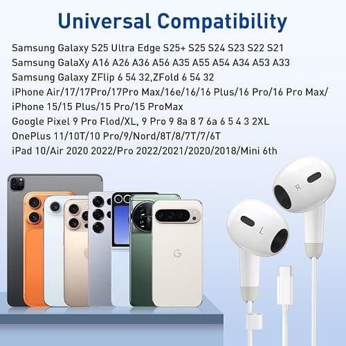 USB C Headphones for iPhone 17 16 15 Pro Max, 2 Pack Wired Earbuds USB C Wired Headphones with Microphone & Remote, Noise Isolating Earphones for iPad Pro/iPad Air, Galaxy S25 S24 S23 Ultra thumbnail 7