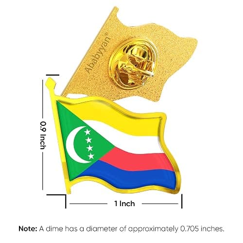 Comoros Flag Lapel Pin - Enamel Metal National Badge | World Travel Souvenir Gifts for Men & Women | Country Flag Patriotic Brooch Bulk Pack of Pins for Hat, Tie, Clothes, Backpack (1pc) thumbnail 2