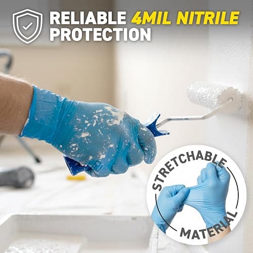 72HRS Blue Nitrile Gloves, Disposable Gloves-4mil, Rubber/Latex Free, Gants Jetables, Gants Nitrile for Food Prep & Cleaning thumbnail 4