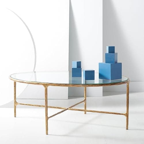 SAFAVIEH Couture Collection Jessa Brass Metal Oval Coffee Table (Fully Assembled) thumbnail 2