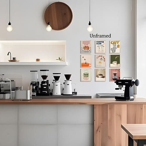 XYHYRA Coffee Wall Art Set of 9, Vintage Coffee Bar Canvas Prints Poster, Cafe Club Matcha Latte Pancake Kitchen Artwork Wall Decor for Coffee Bar Dining Room Home Decor 8x10 Inch Unframed thumbnail 9