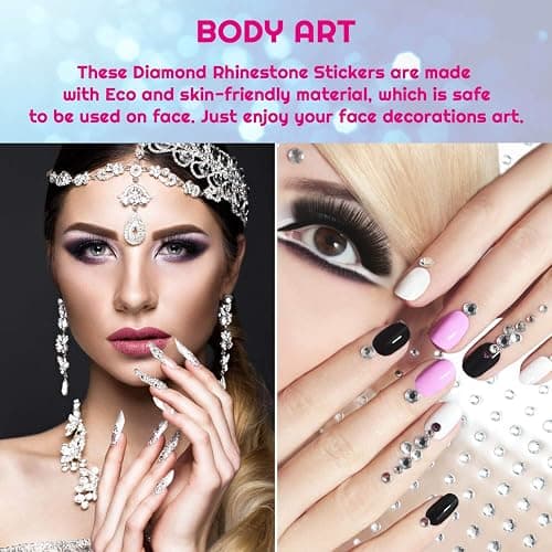 Rhinestone Stickers, Anezus 4950pcs Adhesive Stick on Gems Face Jewels Stickers Self Adhesive Rhinestones for Crafts, Makeup and Decorations (30 Colors, 4 Sizes) thumbnail 5