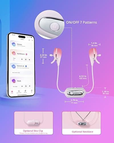 LOVENSE Gemini Vibrating Nipple Clamps, Bluetooth Adjustable Nipple Stimulator with App Remote Control, Rechargeable Sex Toys for Women Men Couples Play Two-Color Gradient thumbnail 6