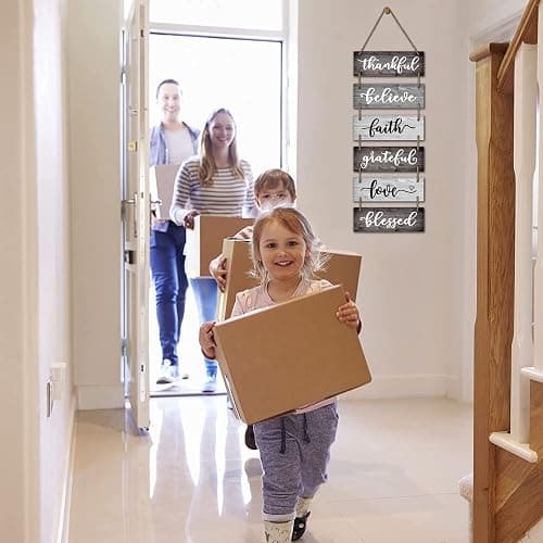 Buecasa Family Wall Decor Sign - Farmhouse Rustic Home Decoration for Living Room Bedroom - Inspirational Large Wall Hanging Plaque 6pcs 38x12 Inches thumbnail 6