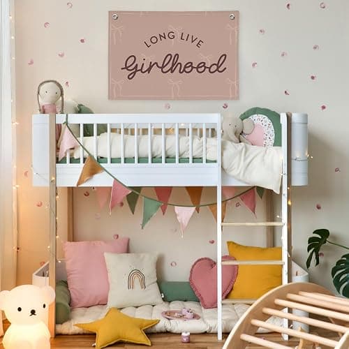 XYDEG Pink Girls Room Decor，Vintage Coquette Bow Hanging Linen Banner Flag for Baby Girls Nursery Teen Girl Bedroom Dorm Decorations Kids Toddler Room Nursery Playroom Wall,girlroom thumbnail 5