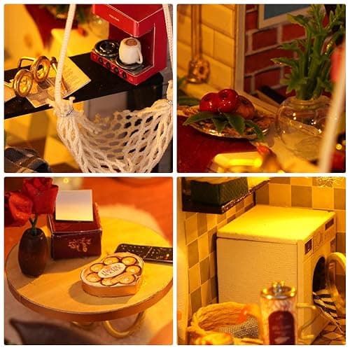 Foyucool DIY Miniature House Kit, Dollhouse Kit with Furnitures, 1:24 Mini House Making Kit for for Adult to Building, Father's Day/Home Decorations/Gifts for Family and Friends, Loft - Loft thumbnail 5