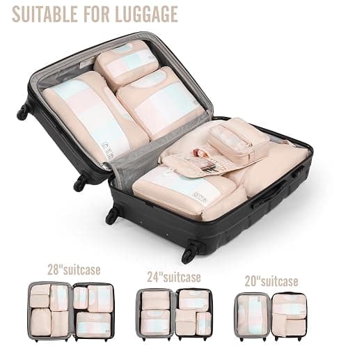 Veken 8 Set Packing Cubes for Travel, Birthday Gifts for Women Mom Her, Cruise Ship Essentials Accessories for Beach Vacation, Suitcase Organizer Bags for Luggage with Hanging Toiletry & Shoe Bag thumbnail 6