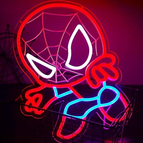 TOPQUALI LED Spider Neon Sign for Wall Decor, Dimmable Anime Light Up Display, Kids Bedroom Game Room Decoration, 12.2x15.7 Inch thumbnail 2