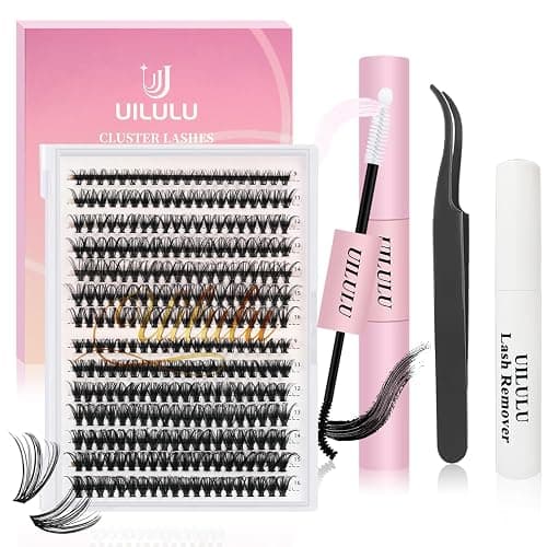 UILULU DIY Lash Extension Kit 280pcs Individual Lashes Clusters D Curl Lash Clusters, Lash Kit with Lash Bond and Seal, Remover, Lash Tweezers (30D+40D-0.07D-9-16MM Kit) - 30D+40D+Bond&Seal+Remover+Tweezers - Image 1