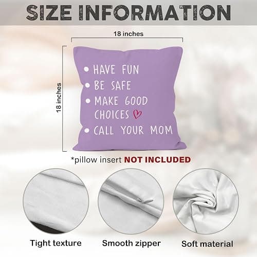 MONALET Purple Call Your Mom Dorm Throw Pillow Covers 18x18, Back to School Decor Pillow Cases Gifts for Classroom Teen Girl Dorm Room Bedroom, Freshman College Pillowcases for Couch Bed Sofa thumbnail 3