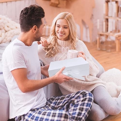 Gift Box, Luxury Magnetic Gift Box with Lid Ribbon Greeting Card Shredded Paper, Gift Packaging Box for Present Birthday Wedding Anniversary Festival (23×17×7cm, White) thumbnail 5