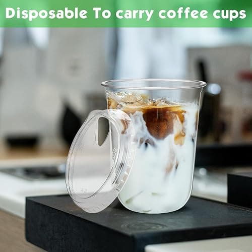 Baderke Clear Plastic Cups with Strawless Sip Lids Disposable Round Bottom Togo Cups for Coffee Smoothie Cold Beverage Coffee Shops and Party Catering(16 oz,50 Pcs) thumbnail 6