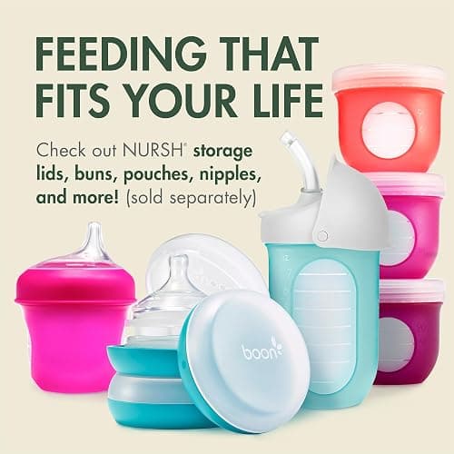 Boon Nursh Bottles - Silicone Baby Bottles Help Ease Colic Symptoms - Formula and Breast Milk Only Touch Platinum Food-Safe Silicone - Medium Flow - Speckle Green - 8 Ounce thumbnail 7