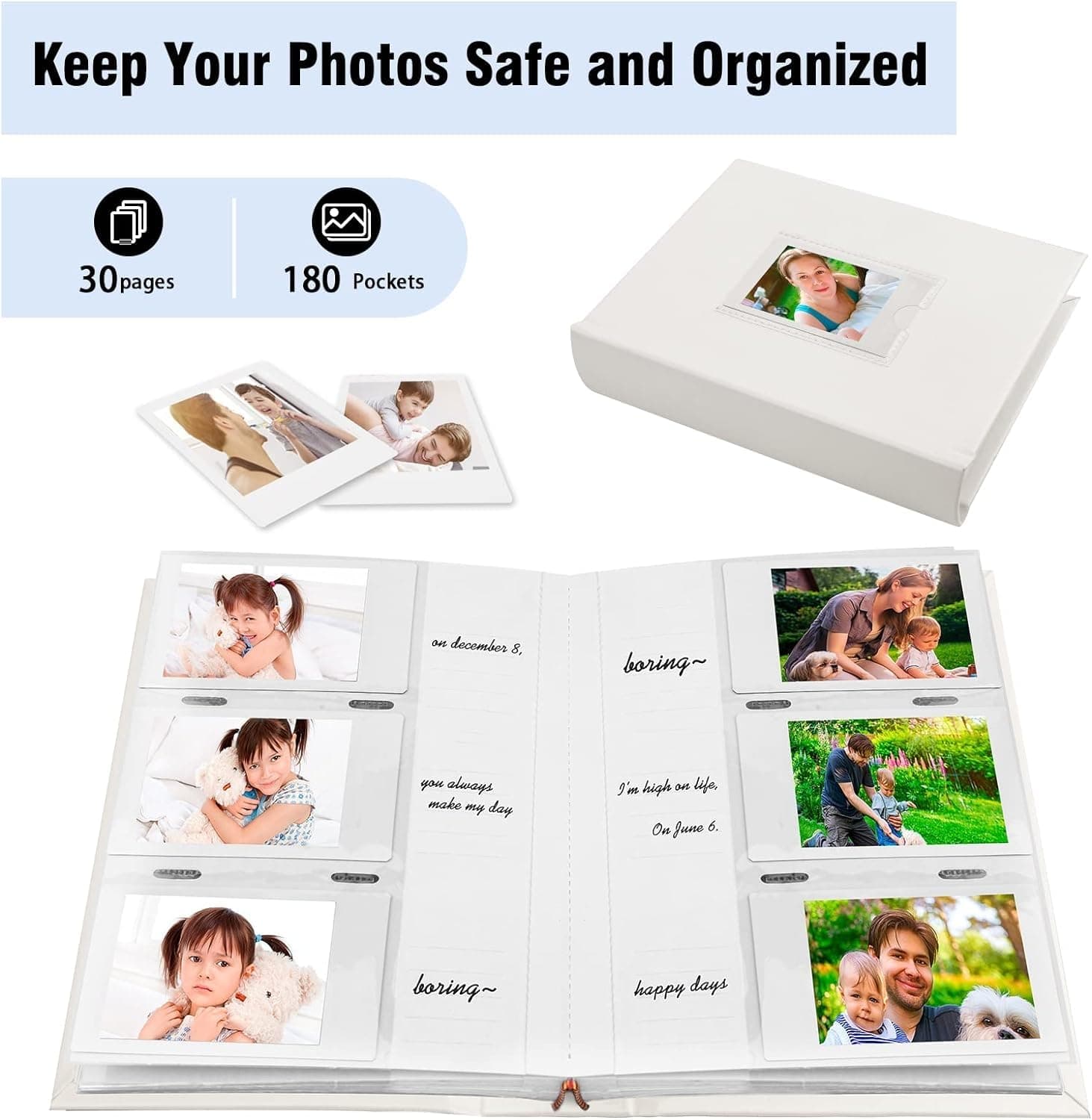 Álbum de fotos para Fujifilm Instax Mini, Álbum de fotos de 180 bolsillos con espacio de escritura para Polaroid, cubierta de piel, fotos de 2 x 3 para Instax Mini 12 11 9 40 8 7 Evo LiPlay cámara thumbnail 8