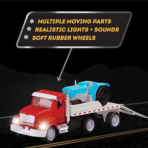 Driven by Battat – 7-Inch Flatbed Truck Toy with Lights & Sounds, Movable Parts, Construction Vehicle for Boys & Girls, Durable Design, Realistic Details, 3+ Years Toy for Kids thumbnail 5