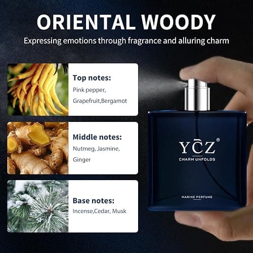 Ycz Charm Unfolds Marine Perfume for Men, 1.7 oz. Long Lasting Eau De Parfum Cologne For Men, Oriental Woody Fragrance - Ideal Special Occasions, Making it the Ideal gentlemen’s Gift thumbnail 5