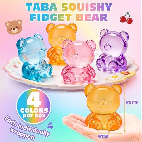 VISCOO 4 Pack Stress Bear Squishy Ball, Bear Squishy Toys,Slow Rising | Sugar Filled Fidget Toys for Stress Relief, Slow Rising Stress Balls for Kids - Squeeze Balls Party Favors Birthday Gifts thumbnail 3