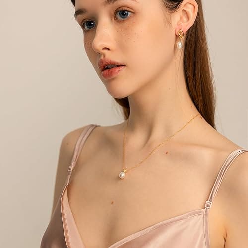 Cowlyn Dainty Pearl Choker Necklace for Women 14K Gold Plated Beaded Chain Necklace, Handmade Trendy Jewelry Gifts for Wedding Birthday thumbnail 3