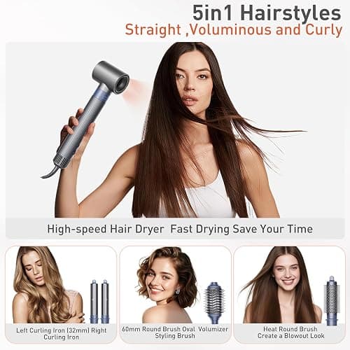 TANSHINE Hair Dryer Brush,Blow Dryer Brush with 110,000 RPM High-Speed Negative Ionic Hair Dryer,5 in 1 Hot Air Styler,Hair Brush Blow Dryer for Fast Drying Curling Volumizing Straightening Styling thumbnail 2
