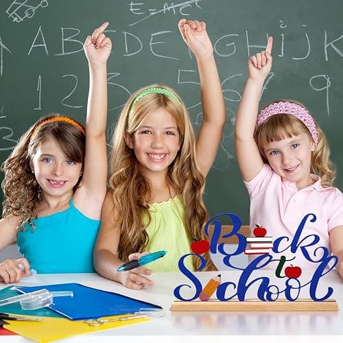 Back to School Metal Sign Table Decorations for Home Office Shelf Tabletop | First Day of School Classroom Teacher Party Supplies Freestanding Metal Word Sign 9.8x5.5 Inch thumbnail 7