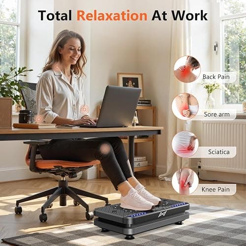 AXV Vibration Plate Fitness Platform Exercise Machine Vibrating Shaking Full Body Shaker Workout Vibrate Stand Shake Board Sport Gym for Weight Loss Fat Burner for Women Men thumbnail 4