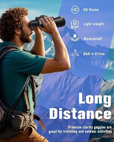 Sfeoot 20x50 Binoculars for Adults High Powered | Compact Waterproof,HD Vision,Easy Focus,BAK4 Prism,for Bird Watching, Hunting,Cruise Ship, Travel,Sport Games thumbnail 8