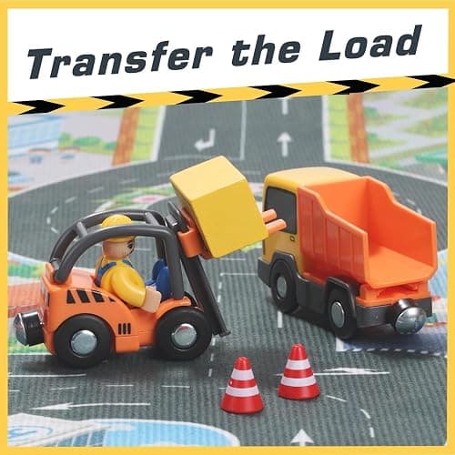 Giant bean 12 Vehicles Train Car Set Accessories, Battery Operated Magnetic Mini Construction Set for Wooden Train Tracks, Bulk Car Toys for Toddlers 3 4 5 Year Boys Girls Kids thumbnail 5