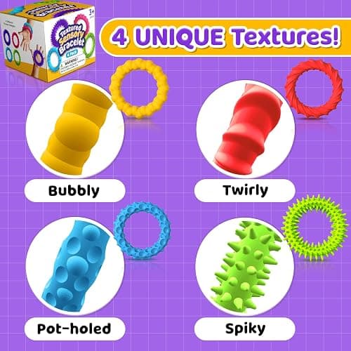 Sensory Fidget Toys for Kids Adults - 4 Pack Stretchy Fidget Toys Bracelet | Texture & Calming Autism Sensory Toys for Special Needs Autistic Children | Calming Classroom Toy for Easter Gifts Toddlers thumbnail 4