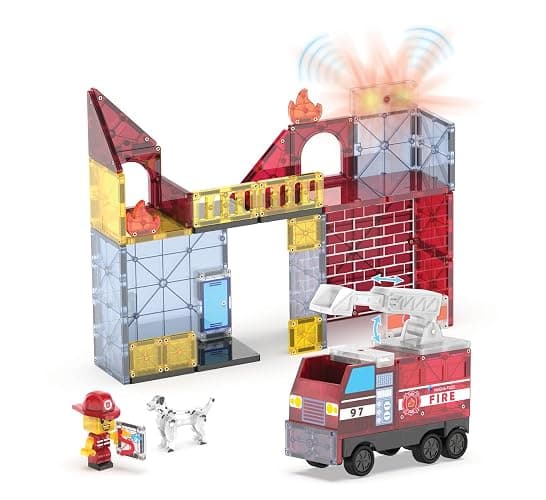 Magna-Tiles Fire Station 50-Piece Magnetic Construction Set, The Original Magnetic Building Brand thumbnail 7