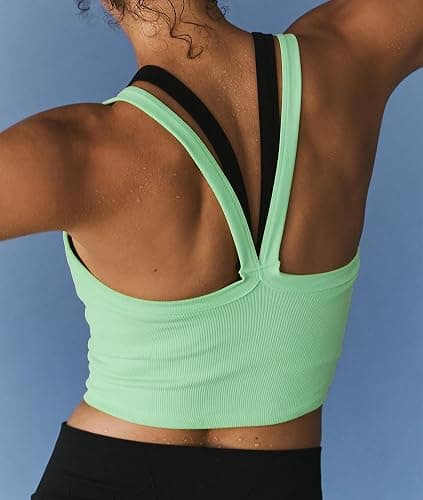 Bicondo Tank Tops for Women Scoop Neck Crop Tops Athletic Workout Tops Cute Seamless Cami Ribbed Tank Tops thumbnail 2