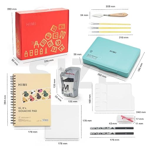 HIMI 48 Colors Twin Cup Jelly Gouache Paint Set, – Complete Art Kit with Pad, Paint Refill, Palette, Brushes, Painting Knife, Foldable Frame for Beginners, Students & Artists thumbnail 2