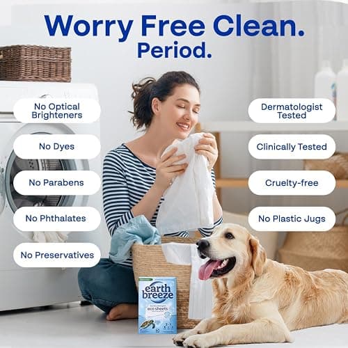 Earth Breeze Laundry Detergent Sheets Fresh Scent - 60 Loads Eco Liquidless Soap - Travel-Friendly for Hot & Cold Cycles, Tackles Tough Stains & Odors - Gentle on Skin, 30 Ct thumbnail 7