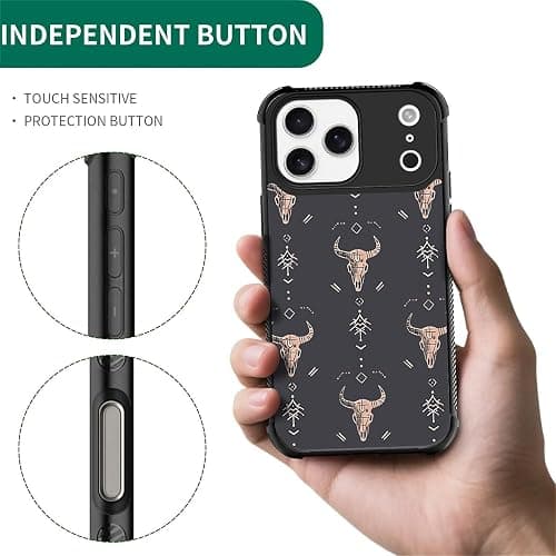 FKBRCL4U for iPhone 17 Pro Max Case,for MagSafe Graphic Design for Girl Boy Soft Silicone Hard Acrylic Shock Protection Designed for iPhone 17 Pro Max Western Boho Country Southern Pattern thumbnail 2