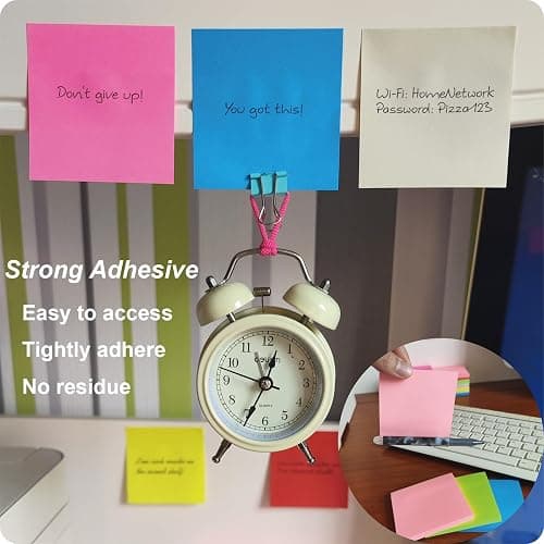 Sticky Notes 1008 Sheets - 18 Pack of 18 Vibrant Colors | Super Sticky Adhesive | Easy to Post for Office, School, Organizing (Rectangle) thumbnail 5