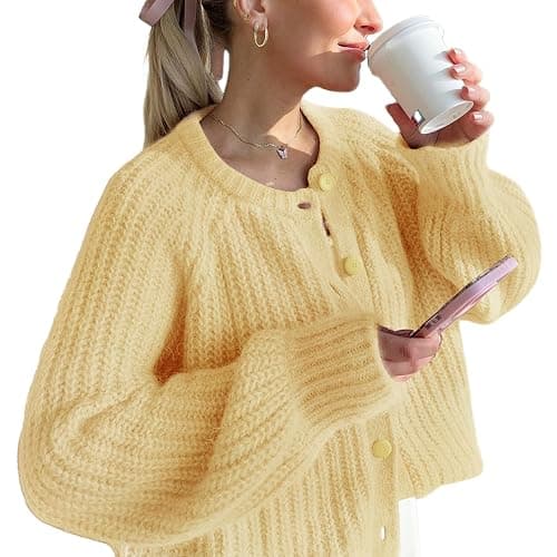 Wyeysyt Womens Cardigan Sweater Button Down Long Sleeve Chunky Soft Knit Sweater Fall Open Front Loose Casual Cardigan Coat - Image 1