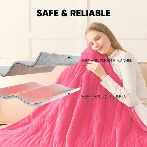 greenoak Heated Blanket Electric Throw 50"X60", Heating Blanket with 10 Heat Levels 8 Hours Auto-Off,Fleece Soft Christmas Blanket,Birthday Gifts for Women Mom, Coral Pink thumbnail 7