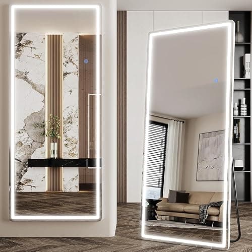 Antok 71" x 28" LED Full Length Mirror, Lighted Floor Standing LED Mirror Full Length,Hanging Mirrors with Stand Free Standing Floor Mirrors for Bedroom (Rect) thumbnail 3