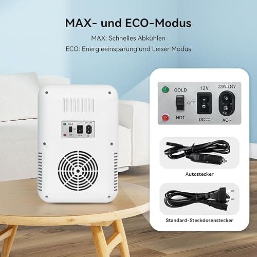 YU YUSING Mini Kühlschrank mit LED Spiegel 8 Liter, Kosmetik Kühlschrank mit LED Licht Make-Up Spiegel, 12V/220V Retro Klein Skincare Fridge Kühl/Heizfunktion für Autos Büros Schlafzimmer Schlafsäle thumbnail 8