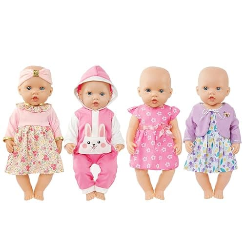 Aolso Baby Doll Clothes for 14-18 Inch/35-45 cm Dolls, 4-packs New Doll Clothes Outfits for Girls Birthday thumbnail 3