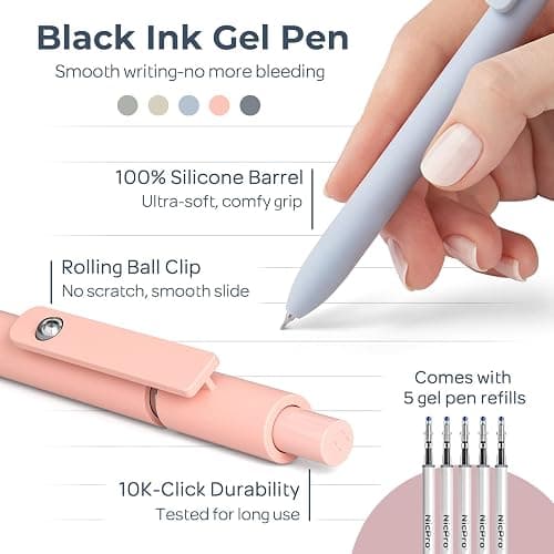 Nicpro 39 PCS Aesthetic School Supplies with Cute Pink Pencil Case, 12 Pastel Highlighters, 5 Quick Dry Black Ink Pens, 6 Mechanical Pencil 0.5 & 0.7 mm for Girls Student Stationary College Essentials thumbnail 4