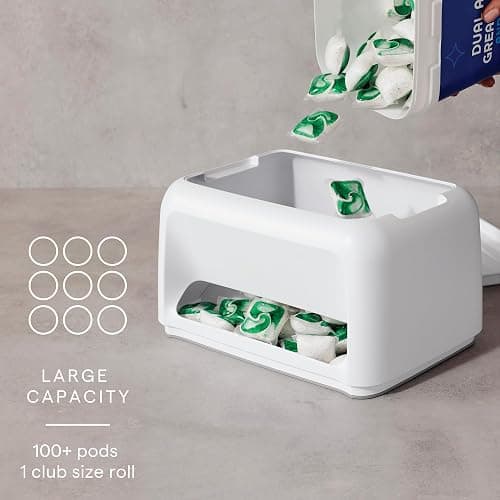 YouCopia SinkSuite Bag & Pod Dispenser, Standing Garbage Bag and Dishwasher Pod Organizer with Removable Lids for Storage, Speckled White thumbnail 4