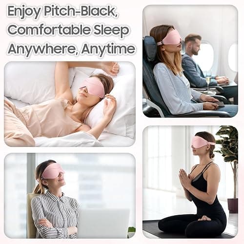 MOEASEii Sleep Mask - Total Blackout 3D Sleeping Mask, Super Lightweight & Silky Soft Eye Mask for Sleeping, Fully Adjustable Fit for Home, Office, Traveling, Meditation, Yoga, Pink, Mothers Day Gifts thumbnail 6