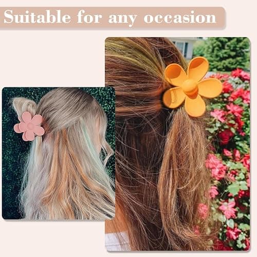 Flower Hair Clips for Women - 9 PCS Matte Claw Clips With Strong Hold for Thick and Thin Hair - Non Slip, 9 Styles thumbnail 9