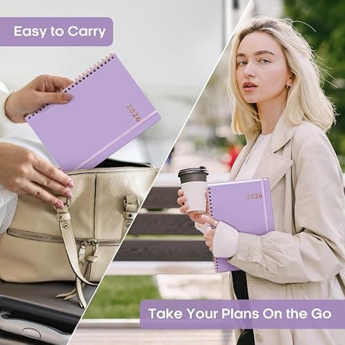 2026 Planner, Weekly and Monthly Calendar Planner Book, January 2026 - December 2026, Hardcover Spiral Planner with Monthly Tabs, Notes Pages, Perfect for Women & Men, A5 (6.4" x 8.5") - Lavender thumbnail 7