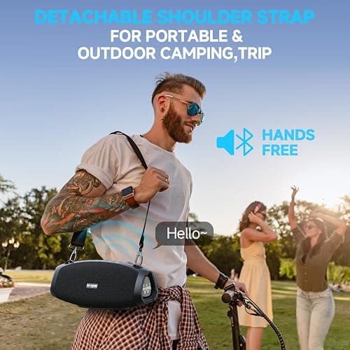 W-KING Bluetooth Speaker Loud, 120W Max Portable Speakers Bluetooth Wireless, IPX6 Waterproof Party Large Speaker Outdoor Boombox Subwoofer*2, 70W Triple Passive Radiator-42H Deep Bass, TF, AUX, EQ thumbnail 9